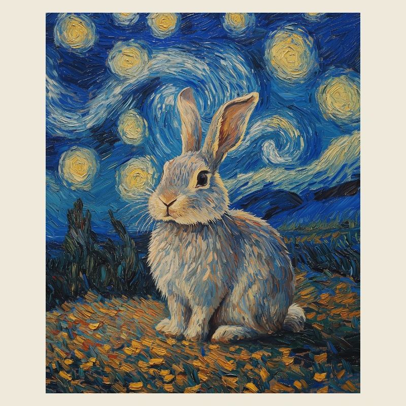 Lapin Lapin Lapin Van Gogh Style Nuit étoilée