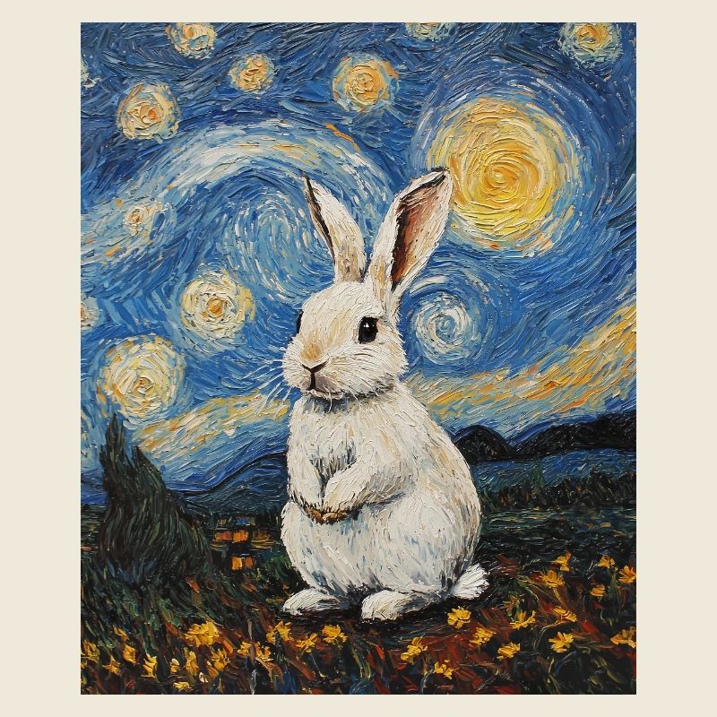 Lapin Lapin Lapin Van Gogh Style Nuit étoilée