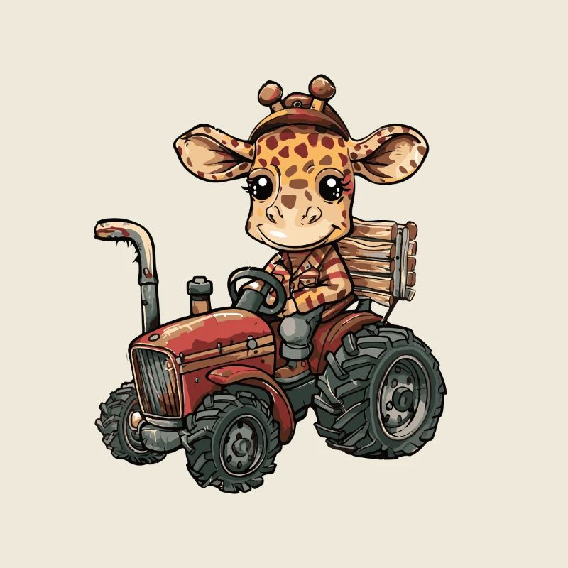 Giraffe Traktor Farmer