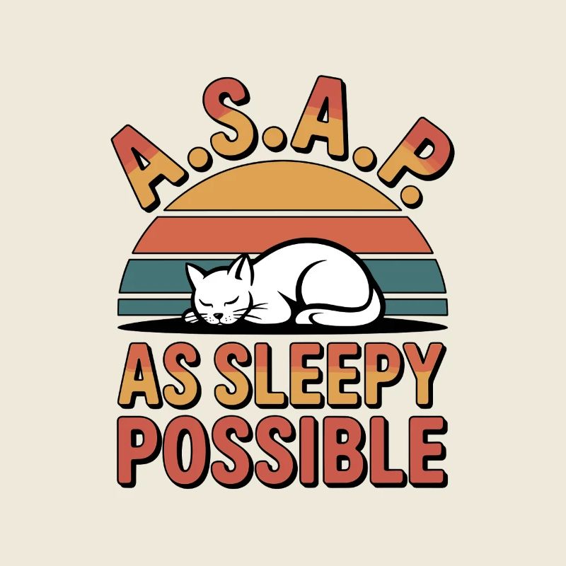 Asleep ASAP Cat Retro Sunset