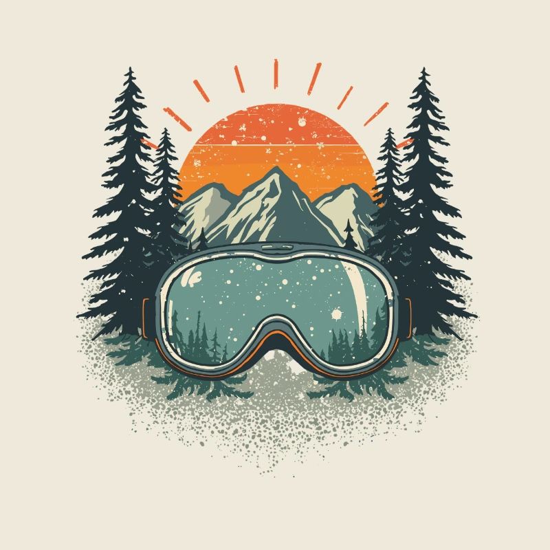 Mountain panorama with ski goggles