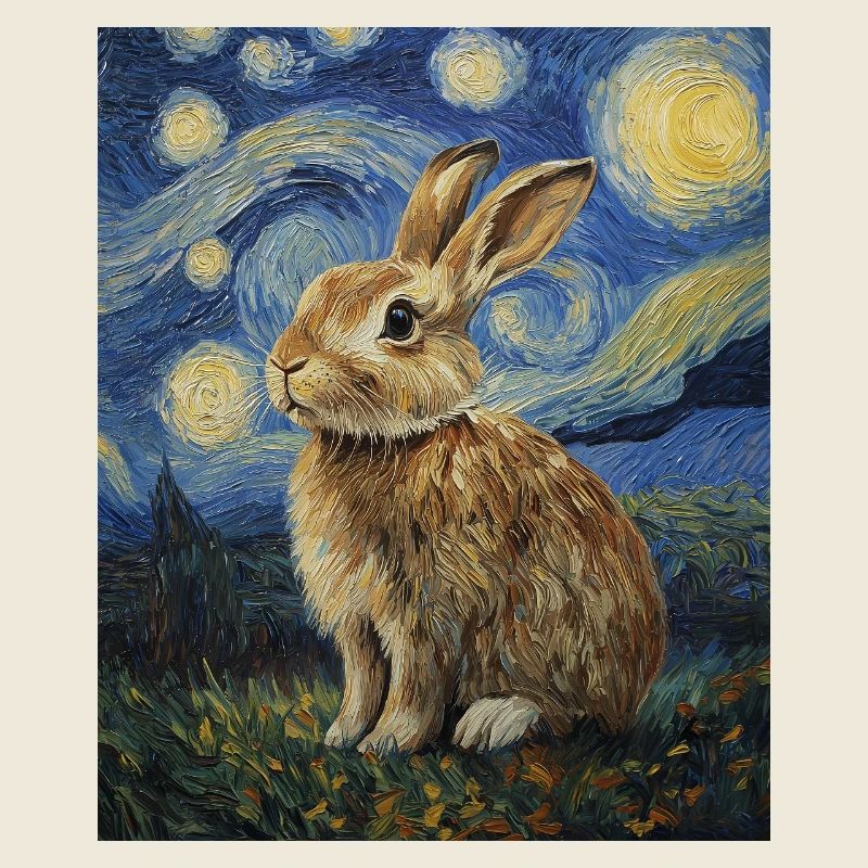 Lapin Lapin Lapin Van Gogh Style Nuit étoilée