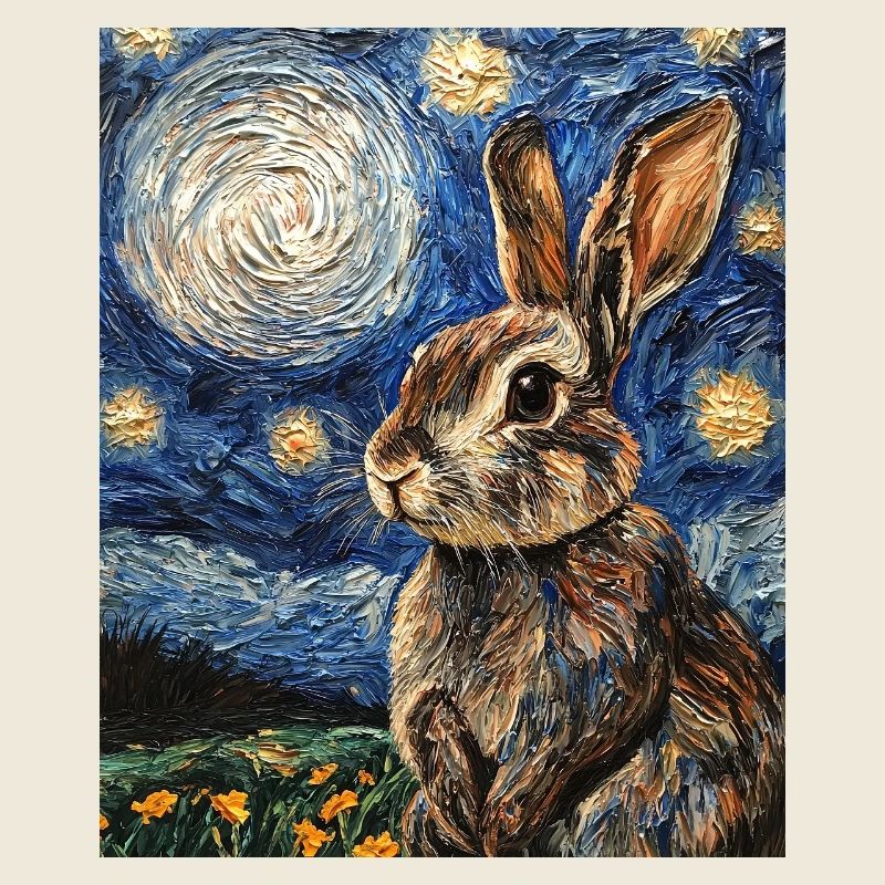 Lapin Lapin Lapin Van Gogh Style Nuit étoilée