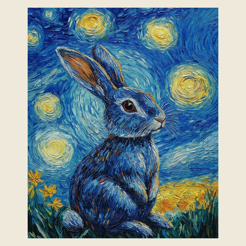 Lapin Lapin Lapin Van Gogh Style Nuit étoilée