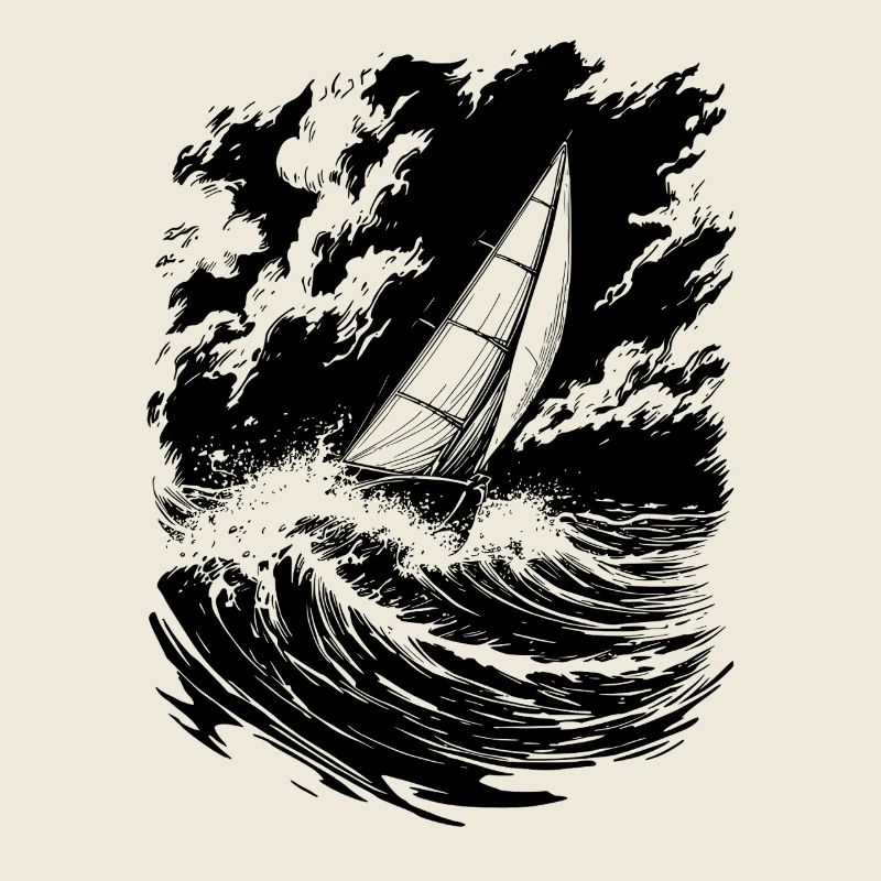Energetic Sailing Illustration Sailor