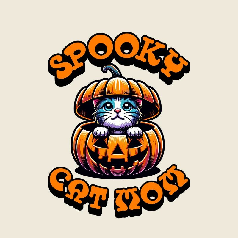 Maman chat effrayante – Chaton d'Halloween dans une citrouille