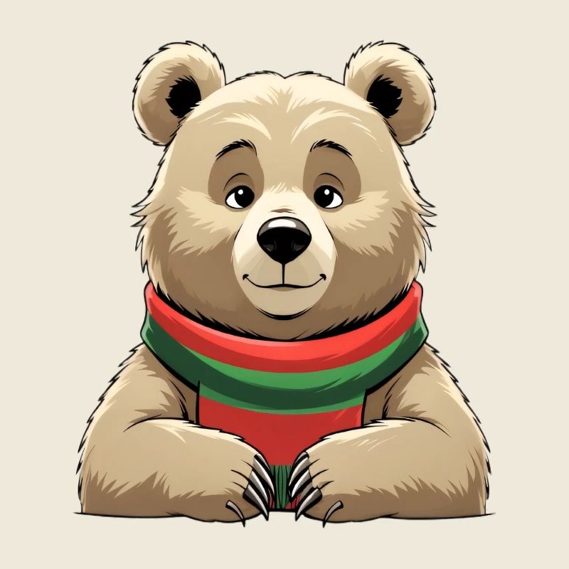 Ours en peluche avec écharpe rouge et verte