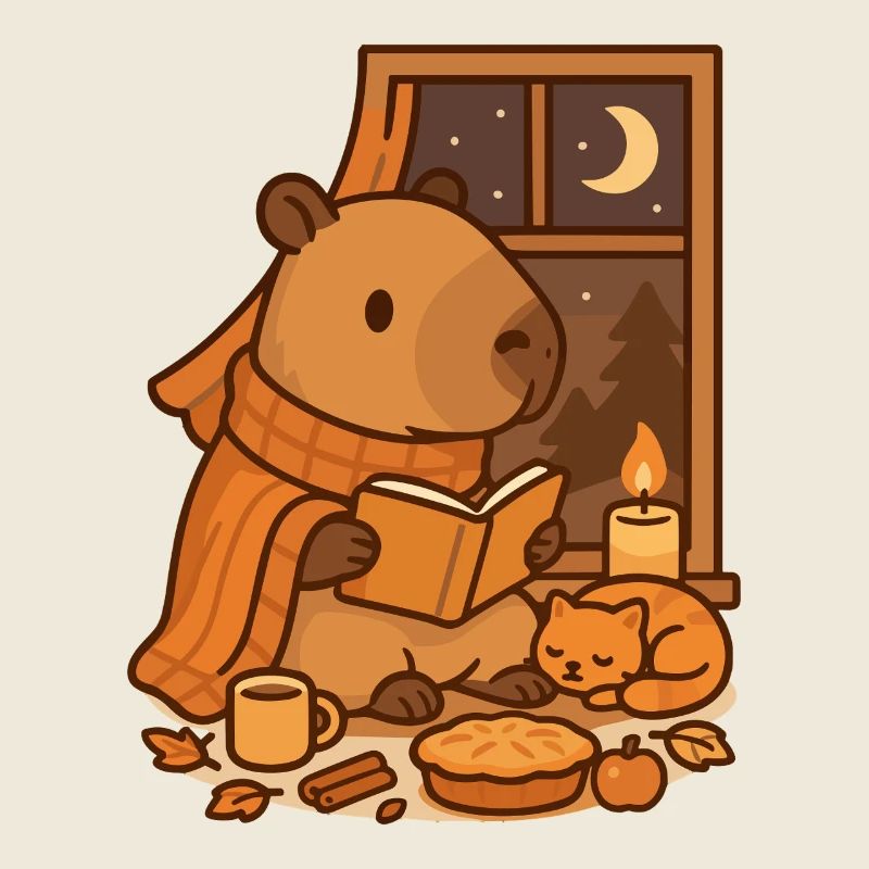 Capybara Reading Nook – Cozy Herbstabend