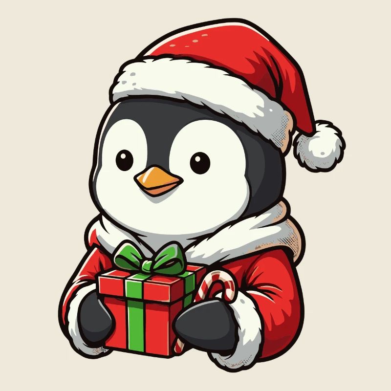 Kuscheliger Pinguin mit Weihnachtsmütze