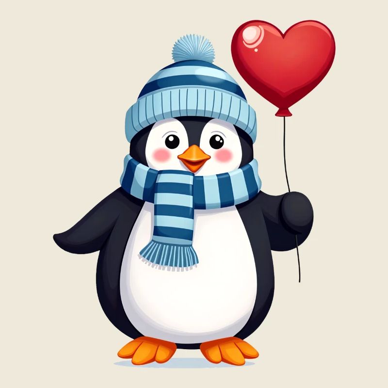 Pingouin mignon avec ballon