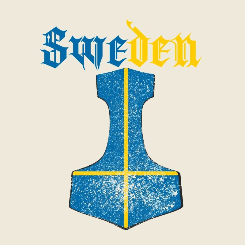 Drapeau de la Suède – Mjölnir Thorhammer Design