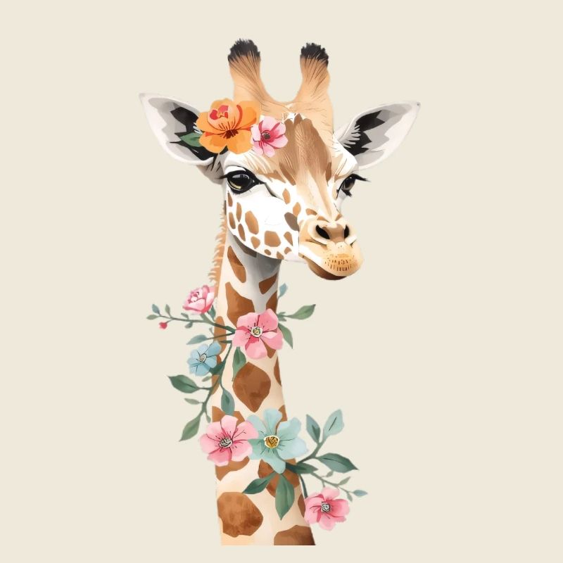 Giraffe with flower crown