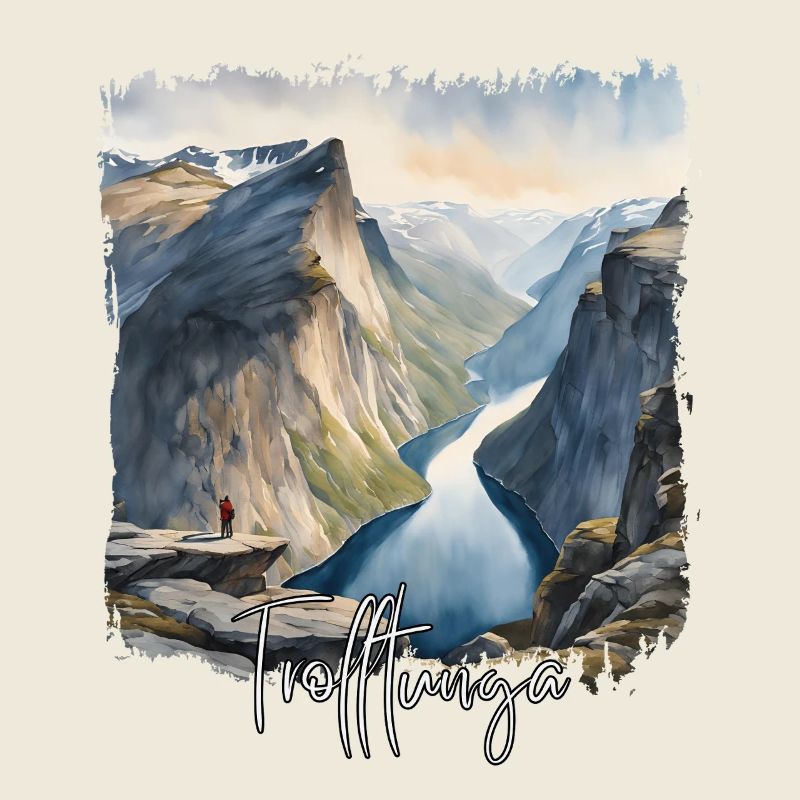 Aquarelle de Trolltunga, Trolltunga Norvège