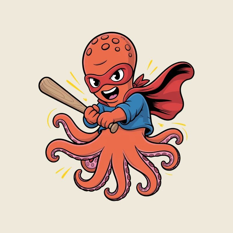 Baseball Octopus Superhero