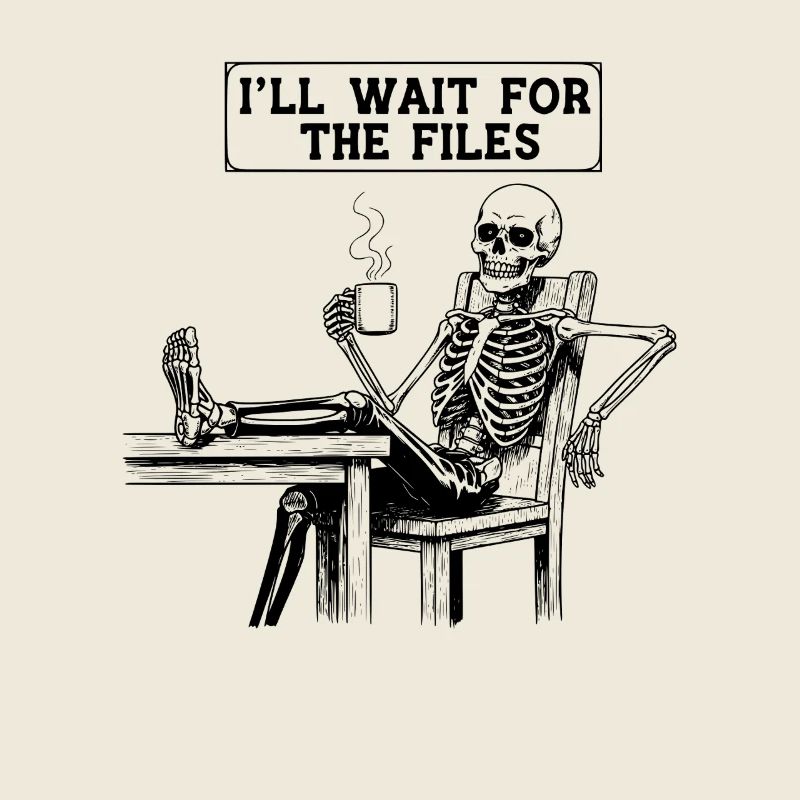 Bureau du chef de projet Squelette Meme en attente