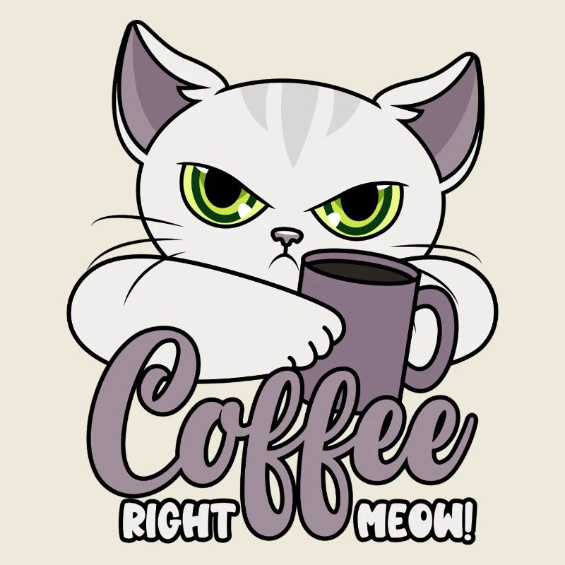 Coffee Right Meow - Katze mit Kaffeetasse - Kaffee