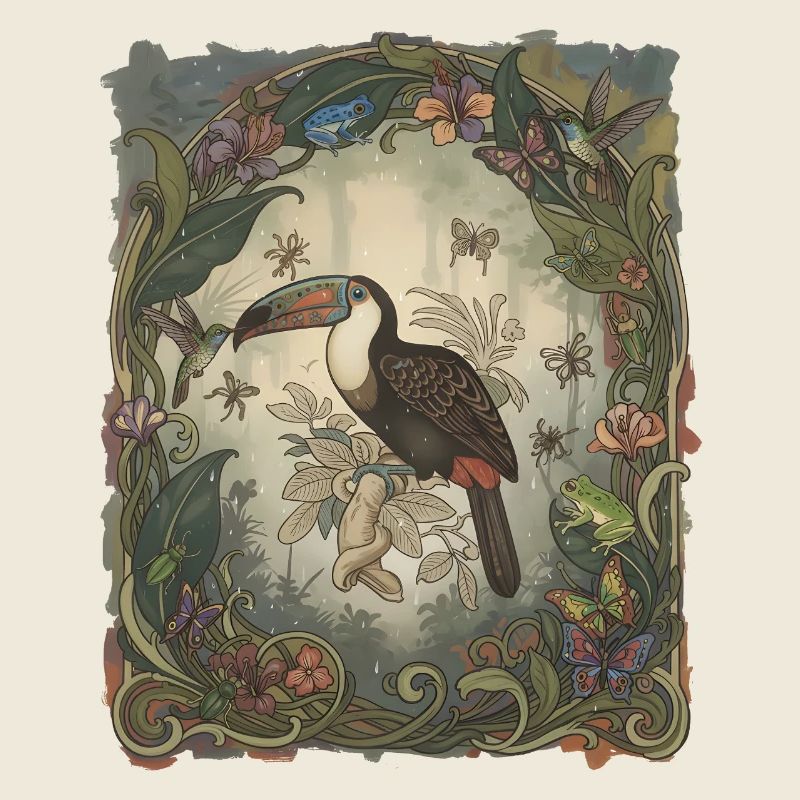 Jungle Vignes Toucan Motif
