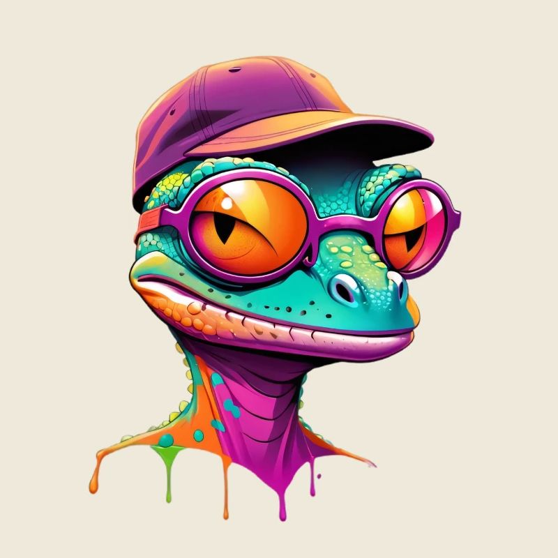 Colorful Gecko with Sunglasses Cap