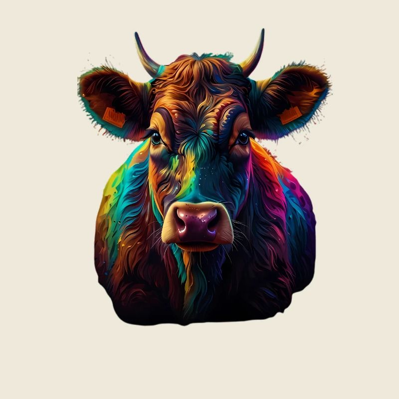 Portrait de vache arc-en-ciel
