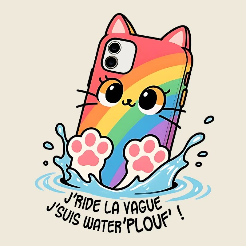 Téléphone mobile chat waterplouf !