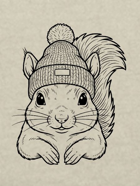 Süßes Eichhörnchen mit Mütze
