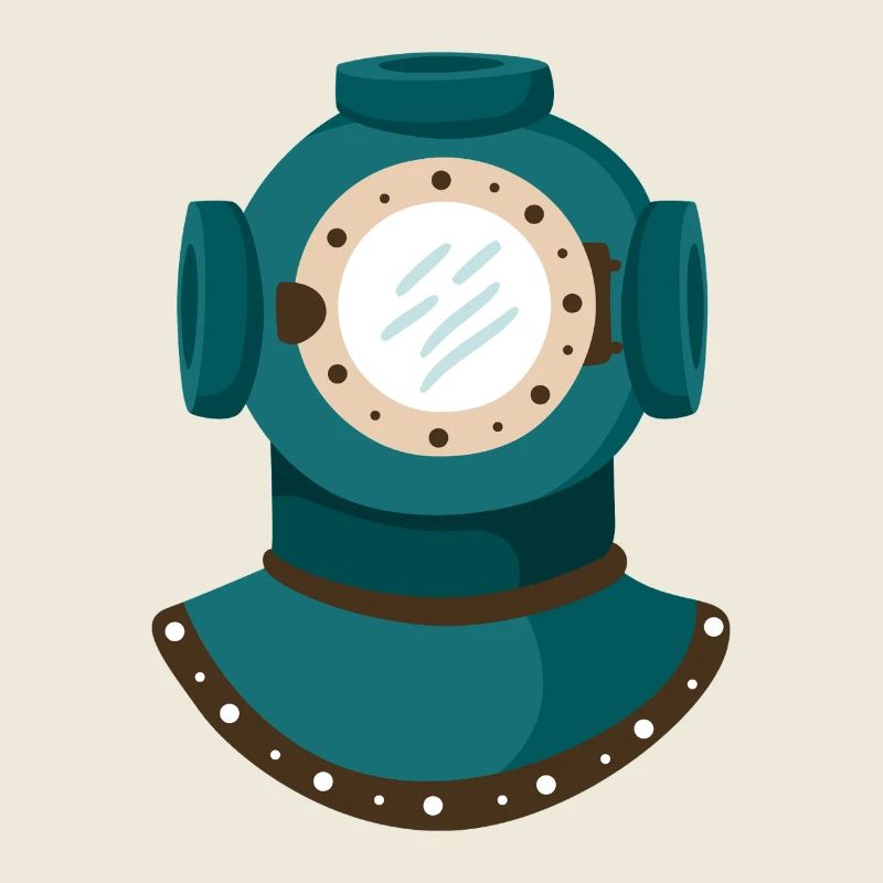 Nautic Design Antique Diving Helmet Illustration