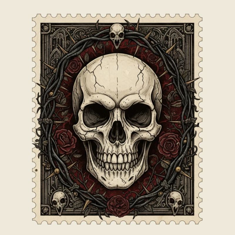 Totenschädel Krone aus Rosen Gothic Kunst