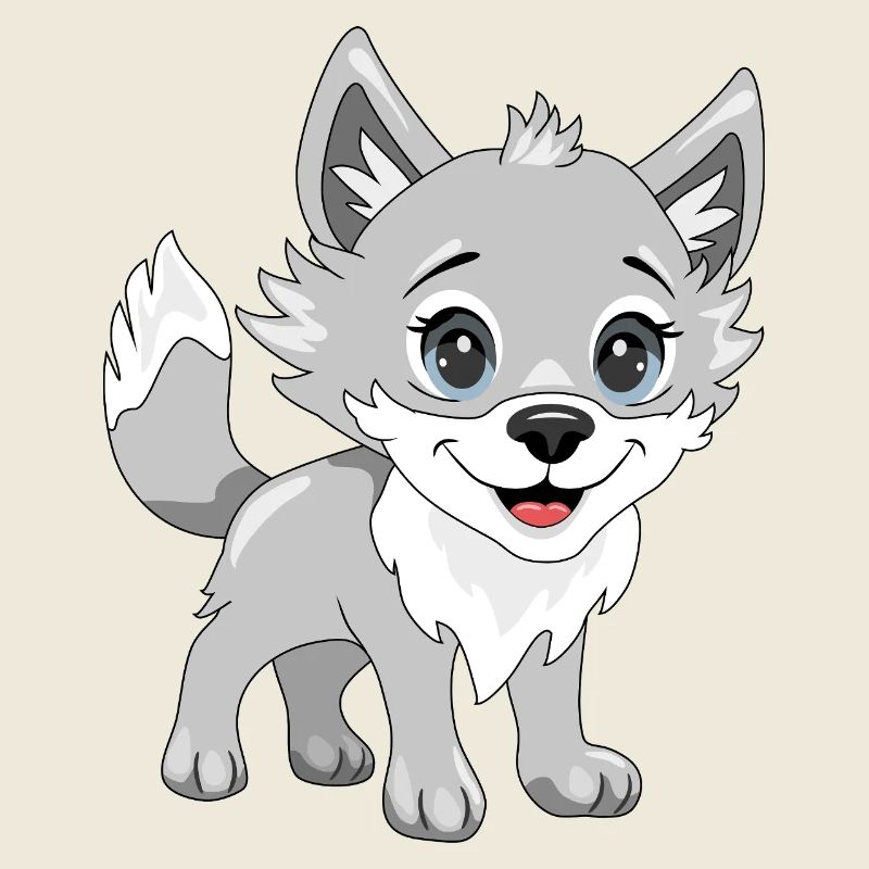 Cute smiling baby wolf