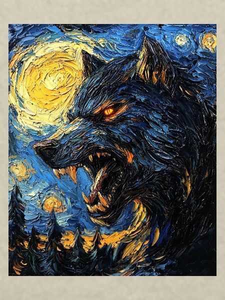 Werwolf Wolf Van Gogh Style