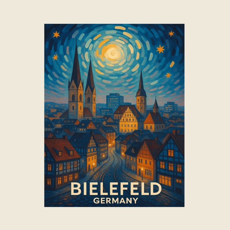 Bielefeld Night Panorama Skyline