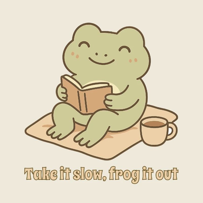 Lesender Frosch – Take it slow Design