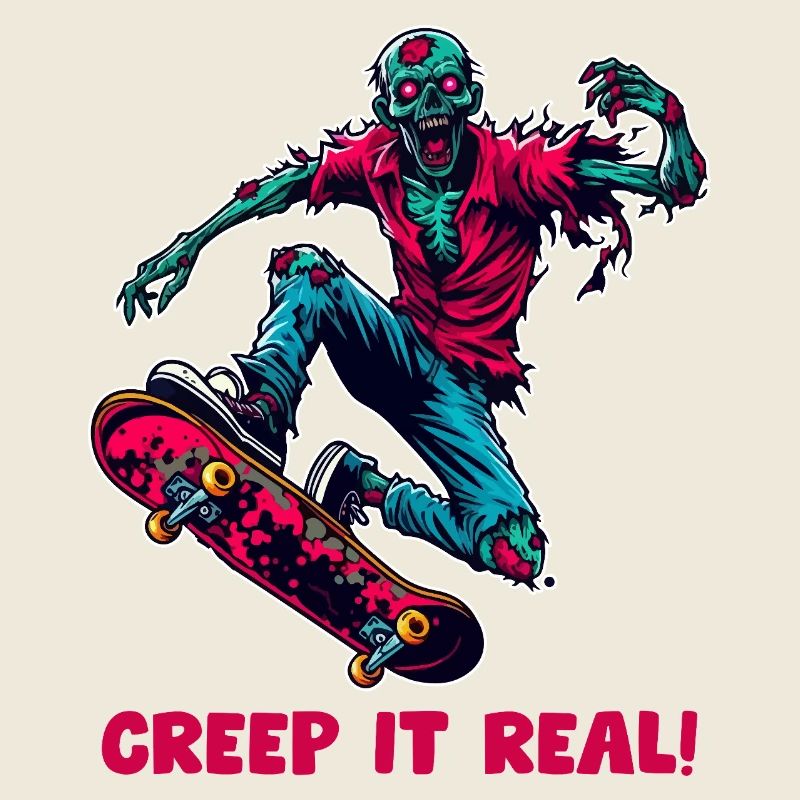 Zombie Skateboarder Neon Horror
