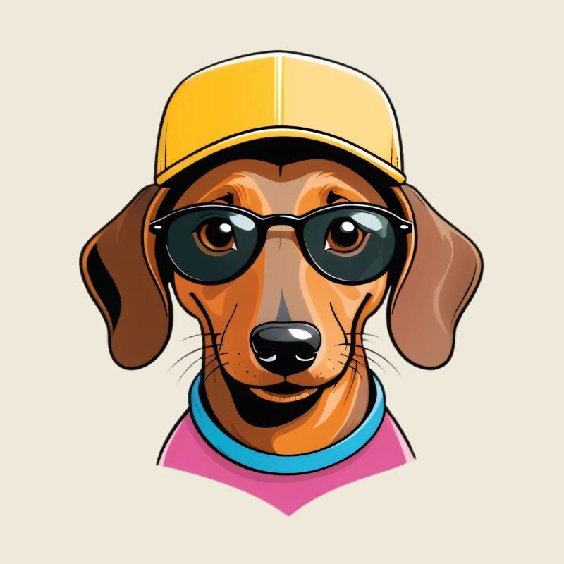 Dachshund with Sunglasses Cap Pink