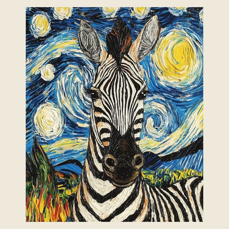 zèbre style van gogh nuit étoilée