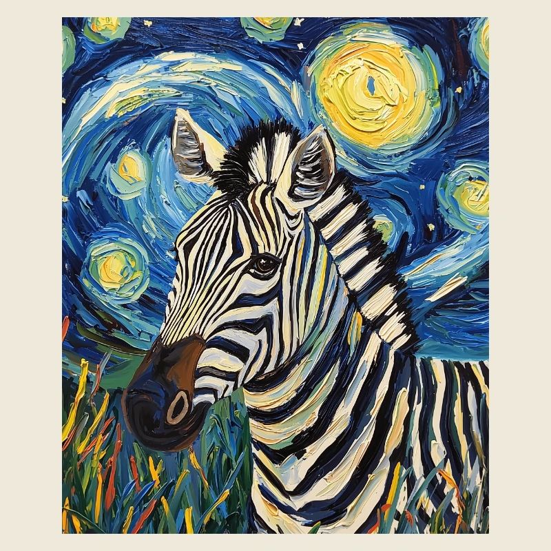 zèbre style van gogh nuit étoilée