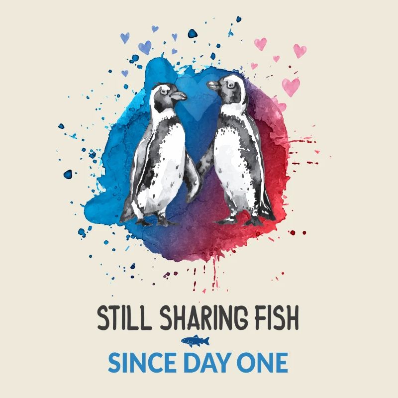 Still Sharing Fish – Funny Penguin Couple Shirt