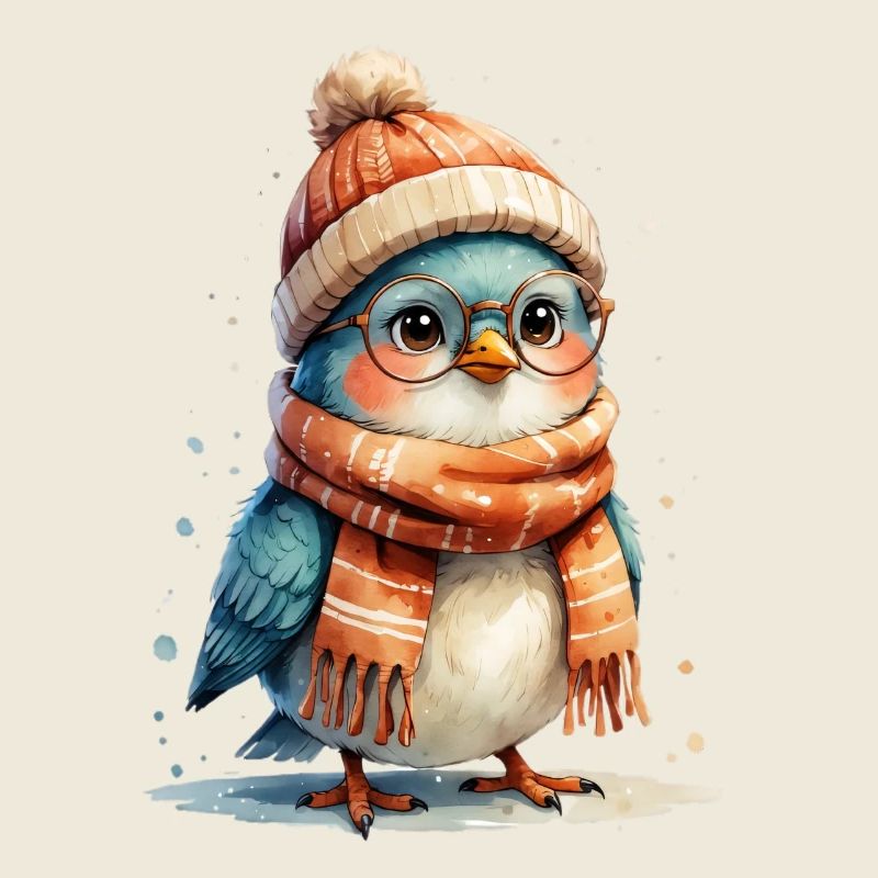 Winterfreund Vogel mit Brille