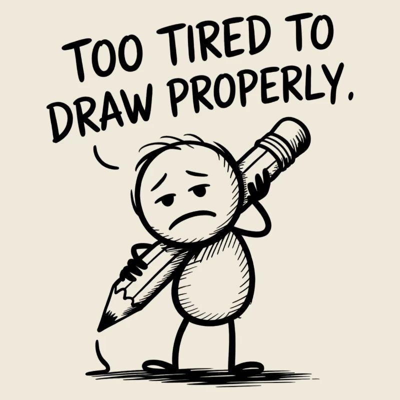 Trop fatigué pour dessiner correctement – Zu müde zum Zeichnen
