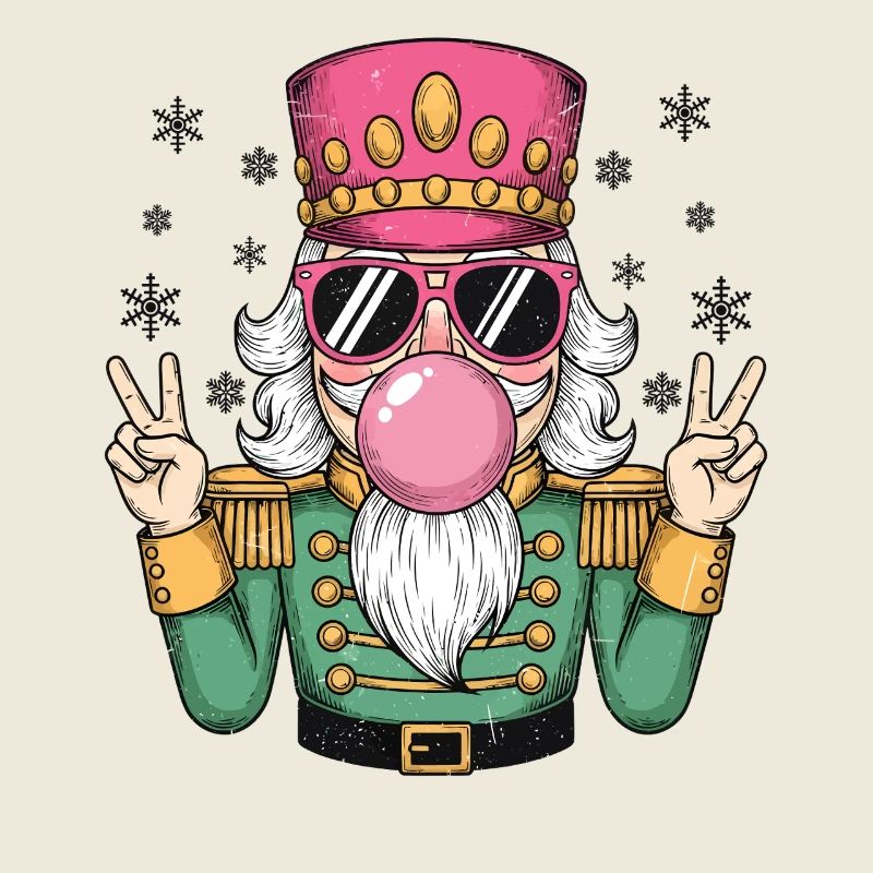 Nutcracker blows chewing gum