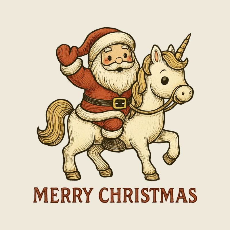 Doux Père Noël sur Licorne – Joyeux Noël