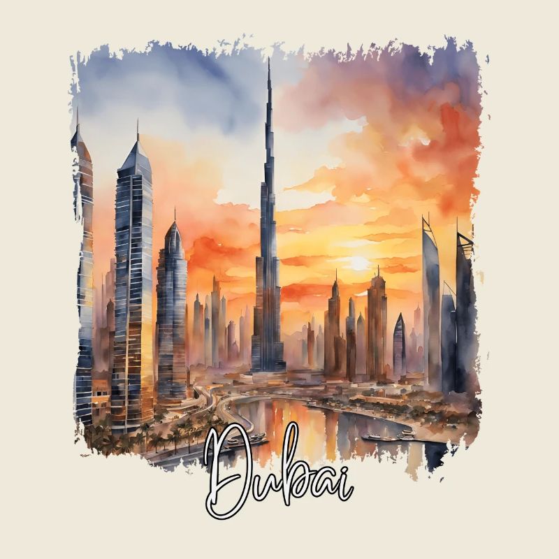Aquarell von Dubai, Dubai Emirates