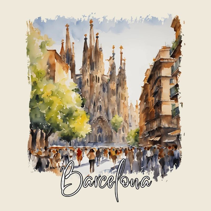 Aquarelle de Barcelone, Barcelone, Espagne