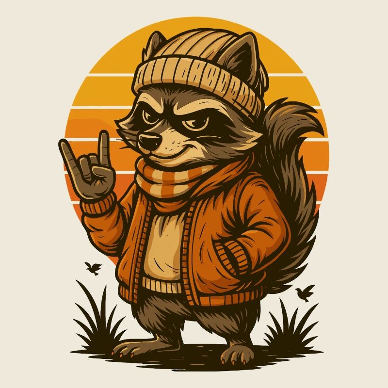 Cooler Waschbär Retro Style