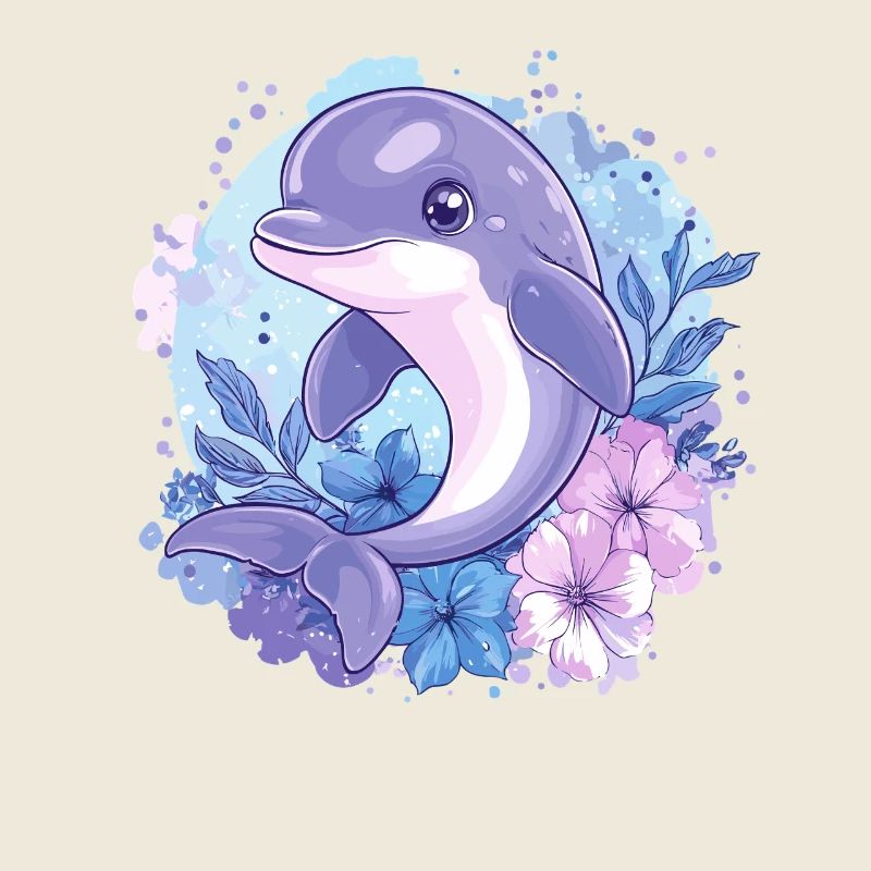 Dauphin dans le cercle de fleurs