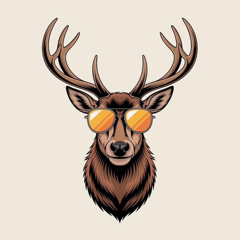 Hirsch mit Geweih und Sonnenbrille