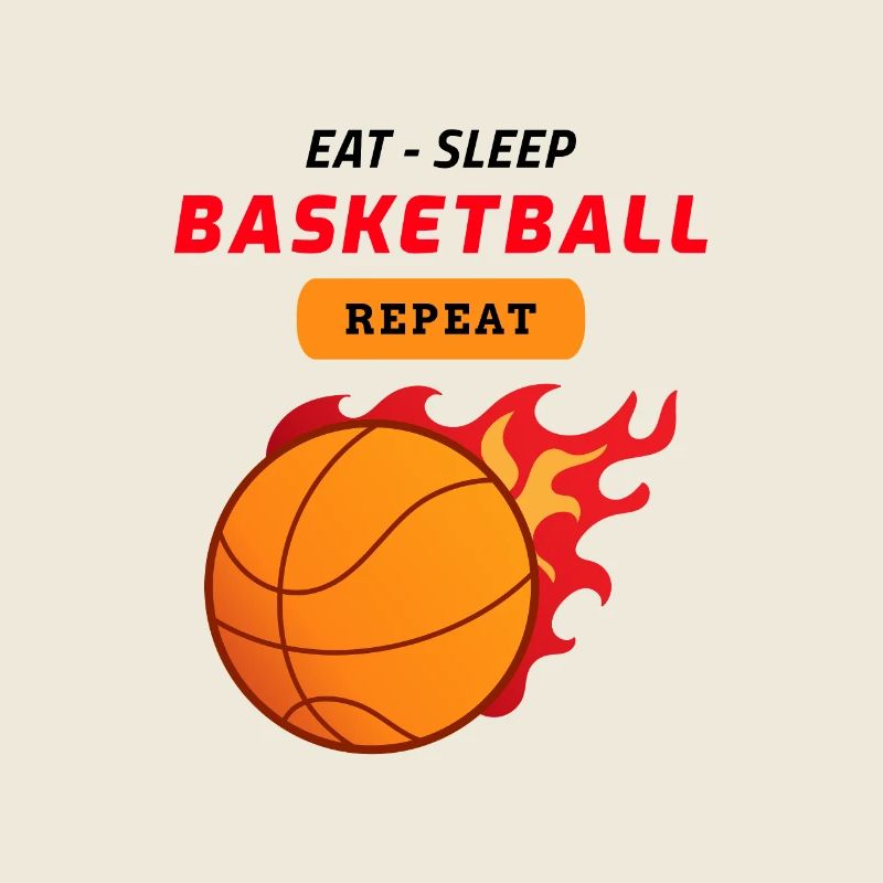 Eat, Sleep, Basketball, Repeat Flames Design