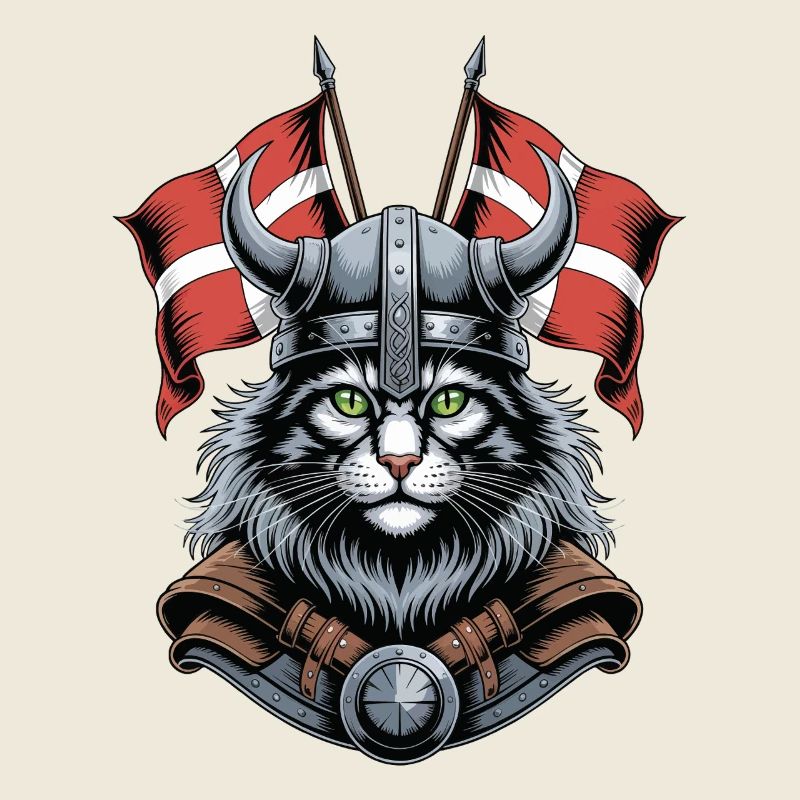 Viking Cat with Helmet