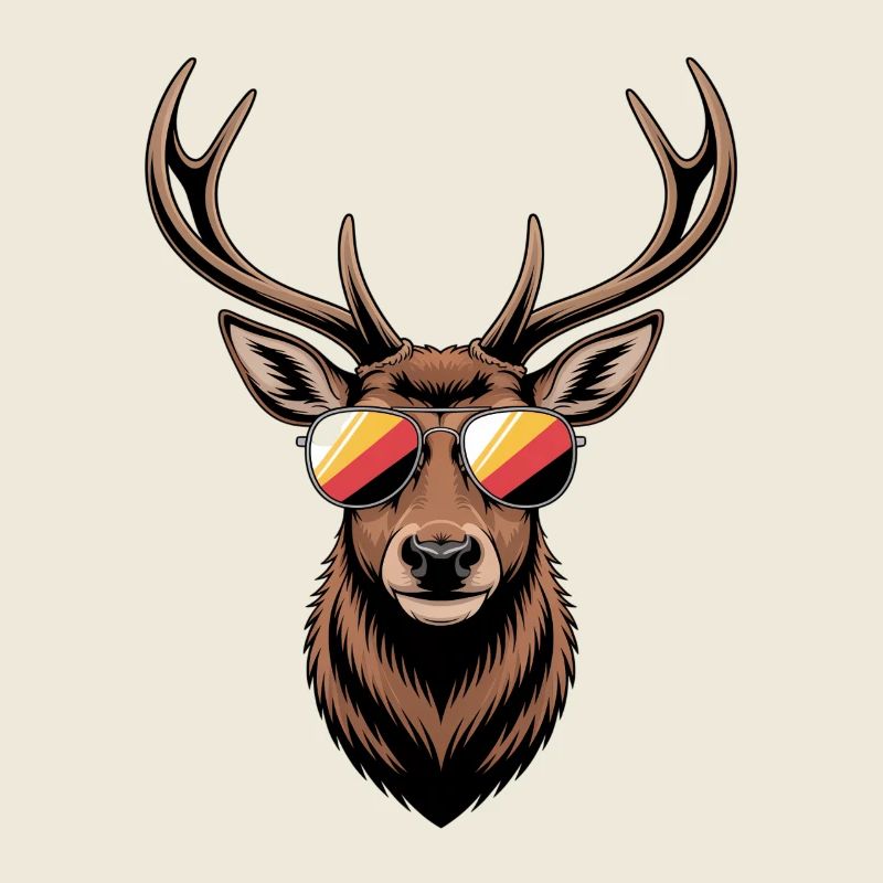 Hirsch mit Geweih und Sonnenbrille