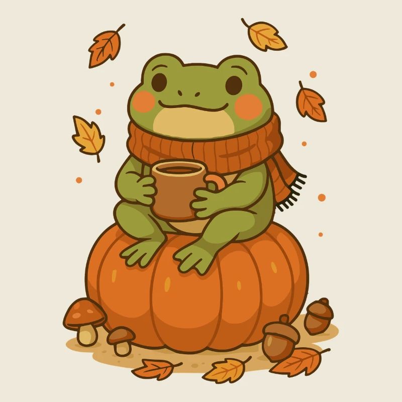 Grenouille d’automne – Grenouille douillette avec citrouille