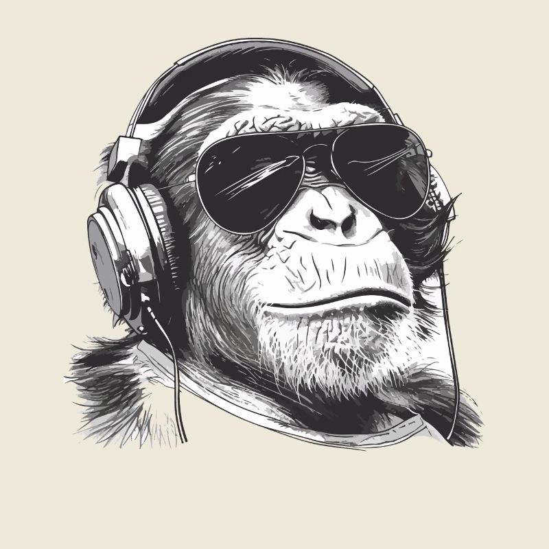 Monkey DJ with headphones